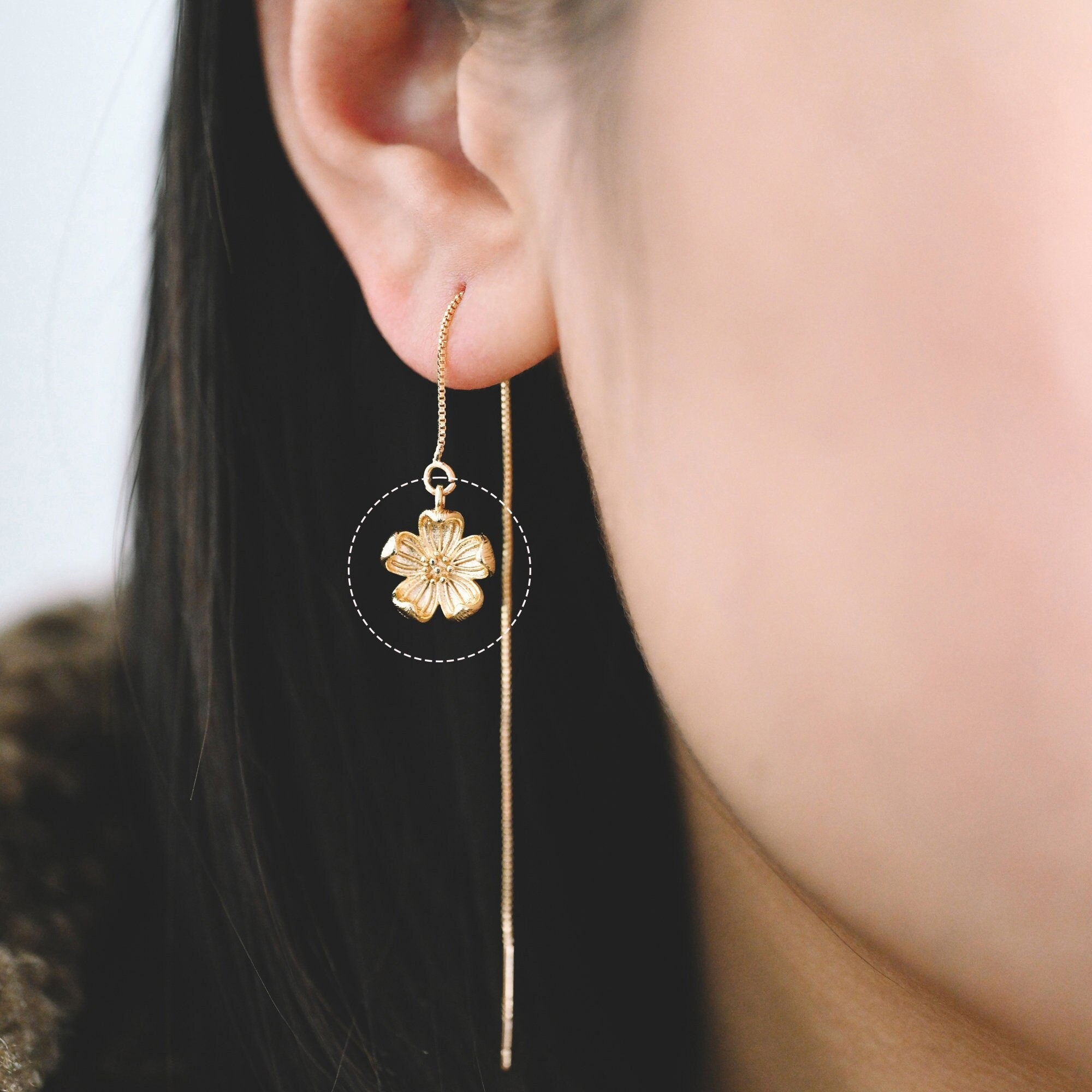 4pcs Gold Flower Charms, 18K Real Gold plated Brass, Floral Earring Pendants (GB-321-C)